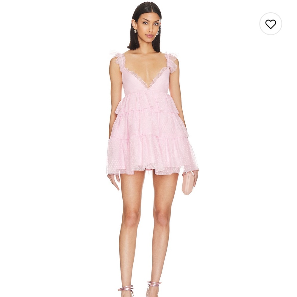 Revolve Arabela Ruffle Mini Dress in Baby Pink – Size Small
